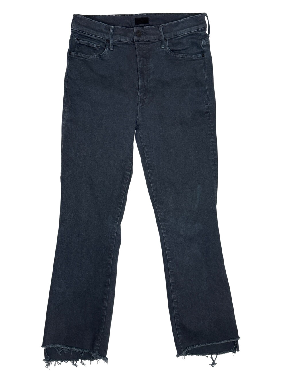 Mother Jeans Womens 29 Green/Gray Wash Slim Straight Raw Hem Slit Denim